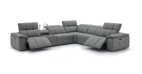 Beaumont Genuine Leather Sectional Sofa with Power Recliners – Dark Gray or Light Gray - Home Elegance USA