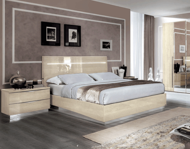 Camelgroup Italy Legno 3 Piece Queen Bedroom Set Ivory - Platinumqsbeige - 3Set | ESF | Home Elegance USA