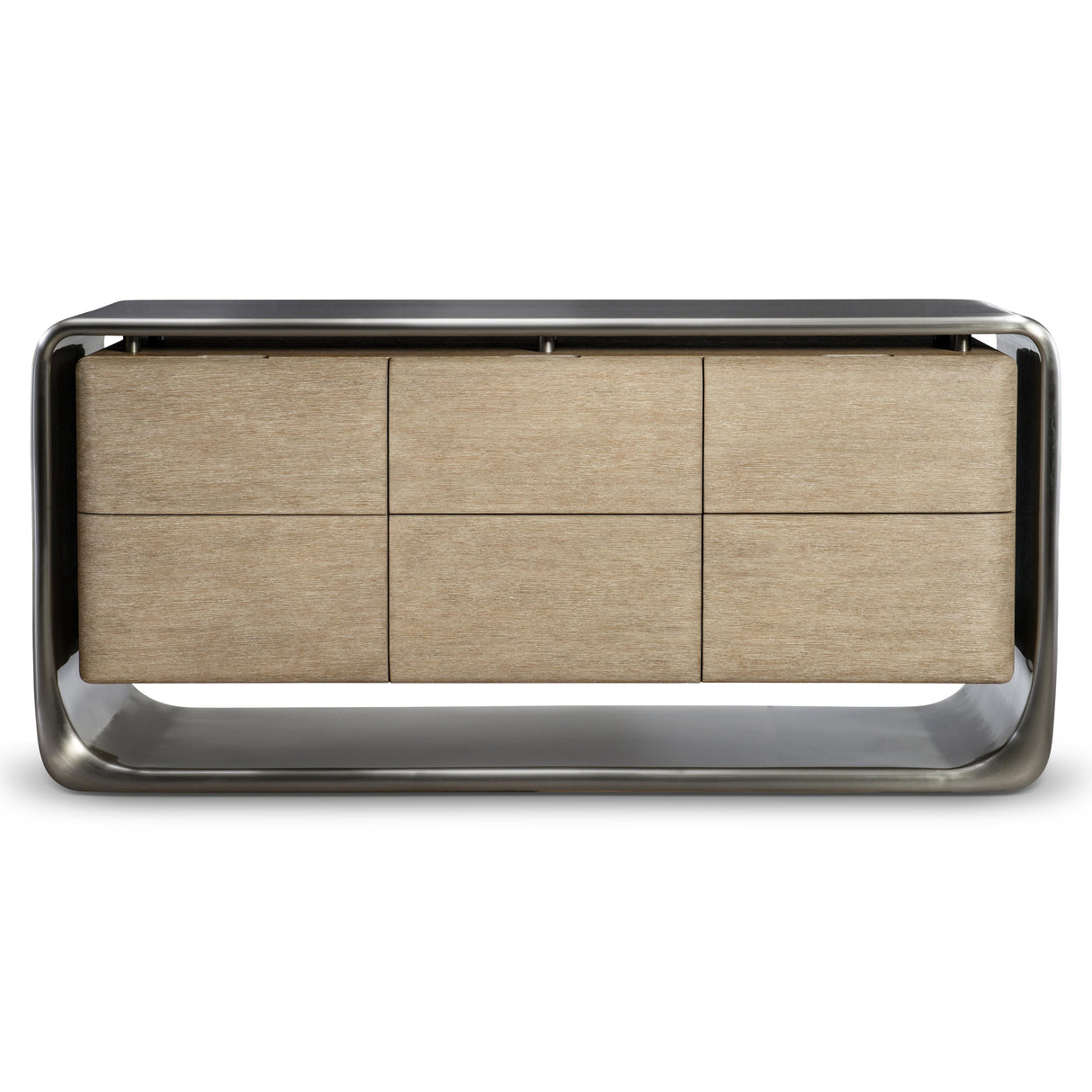 Bernhardt Lomond Modern 6 Drawer Dresser in Tarnished Nickel & Trevin Oak – 347050