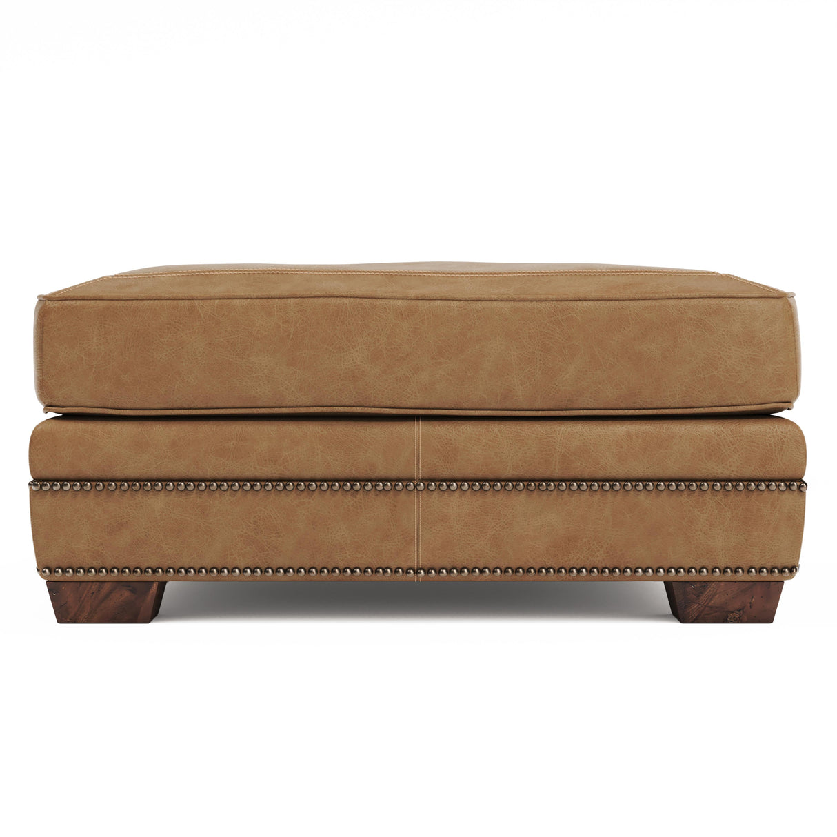 Grandview Leather Sectional K1851 by Bernhardt | Spring Down Cushions & Nailhead Trim