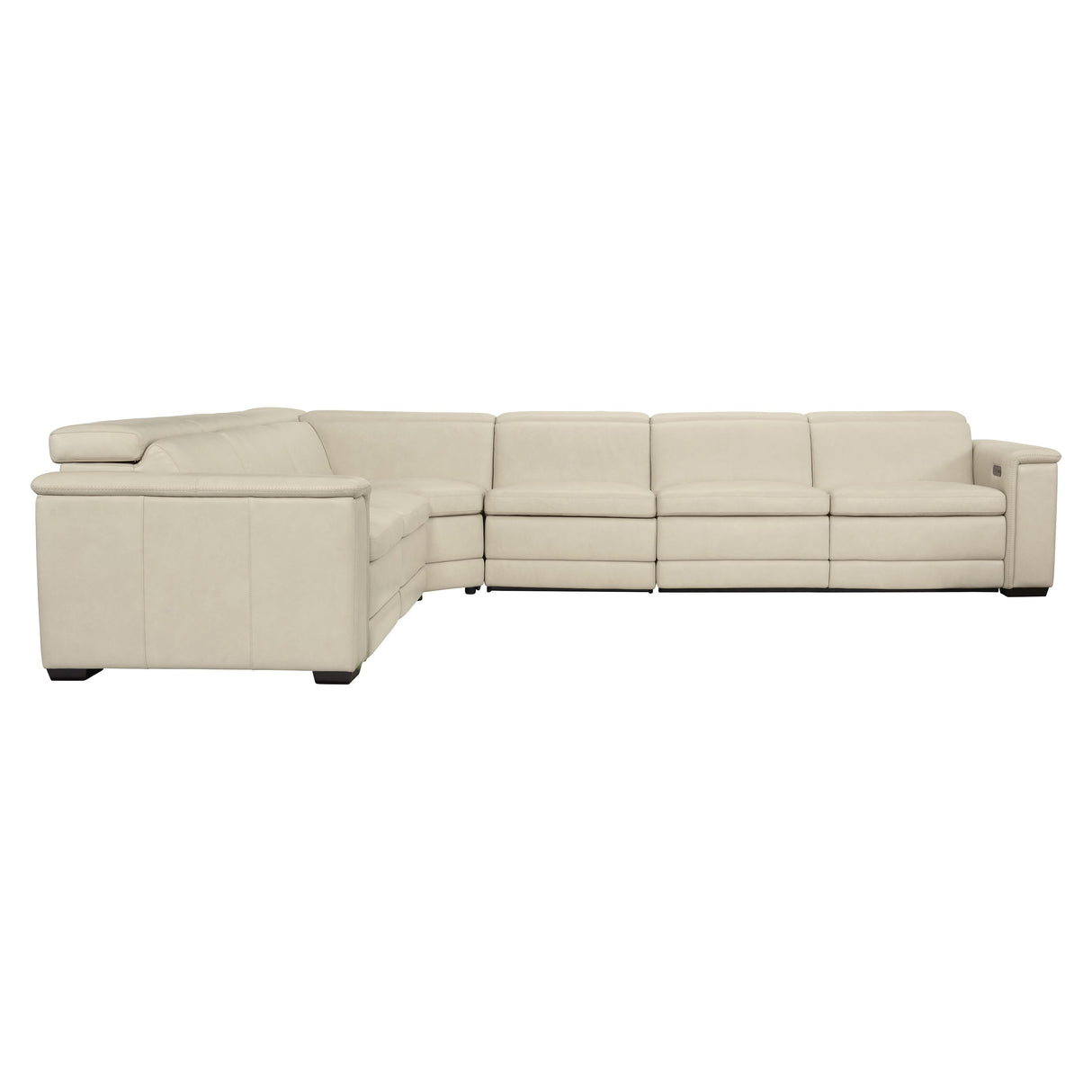 Bernhardt Lioni Leather Power Motion Sectional – White/Cream Leather with Power Headrests & Footrests