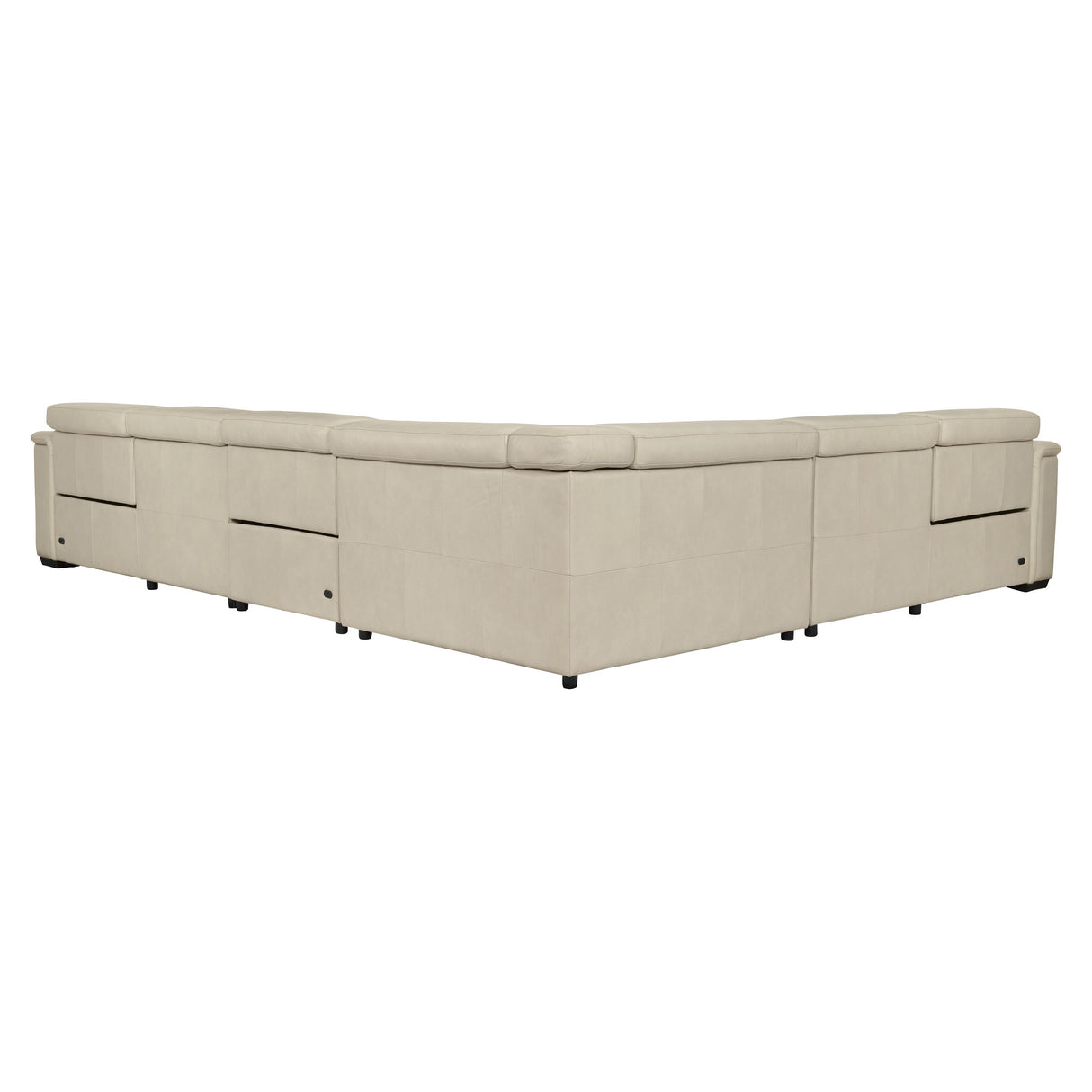 Bernhardt Lioni Leather Power Motion Sectional – White/Cream Leather with Power Headrests & Footrests