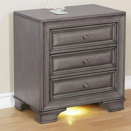 Brandt Gray Night Stand | Home Elegance USA