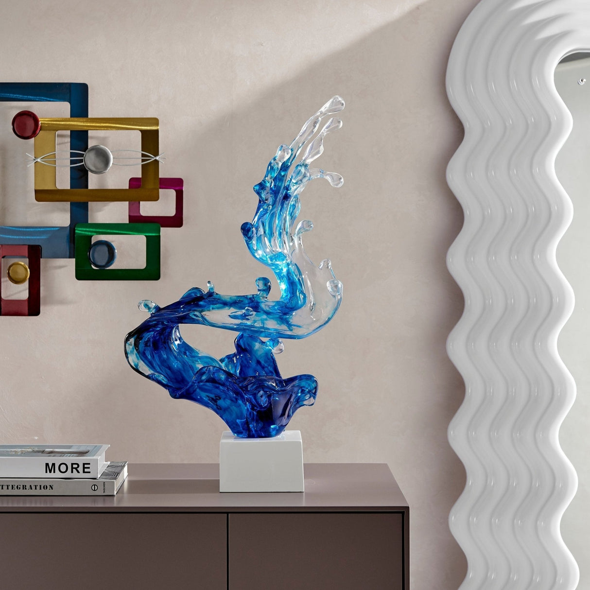 Breaker Wave Sculpture // Ocean Blue, 21" Tall | Finesse | Home Elegance USA