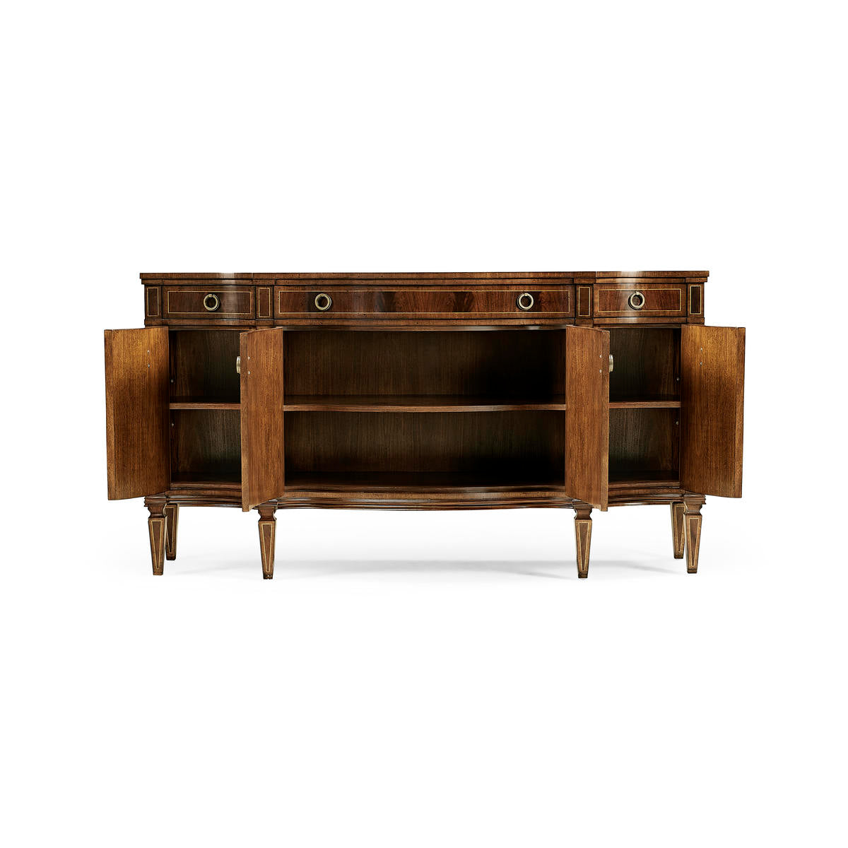 Buckingham Serpentine Mahogany Sideboard with Flame Veneers | Jonathan Charles
