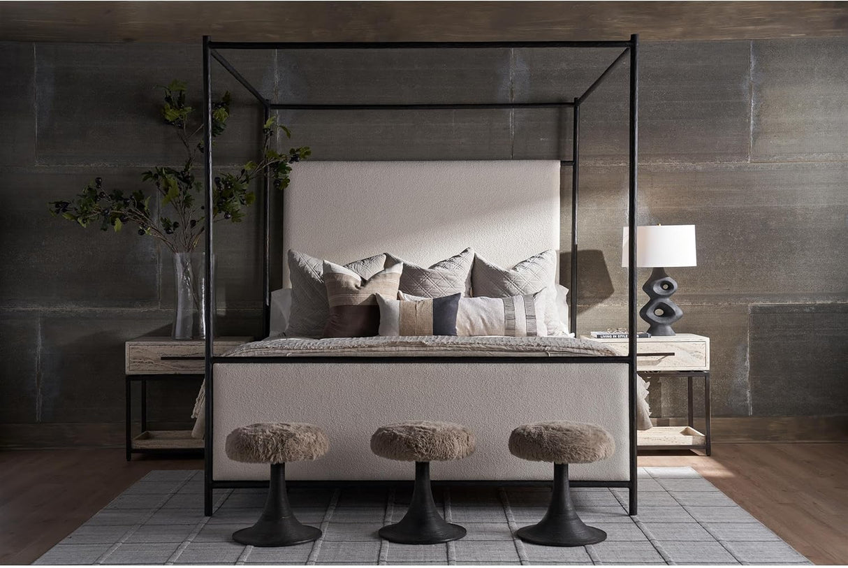 Cascade Modern Bronze Canopy Bed with Berber Fleece Upholstery | Universal Furniture