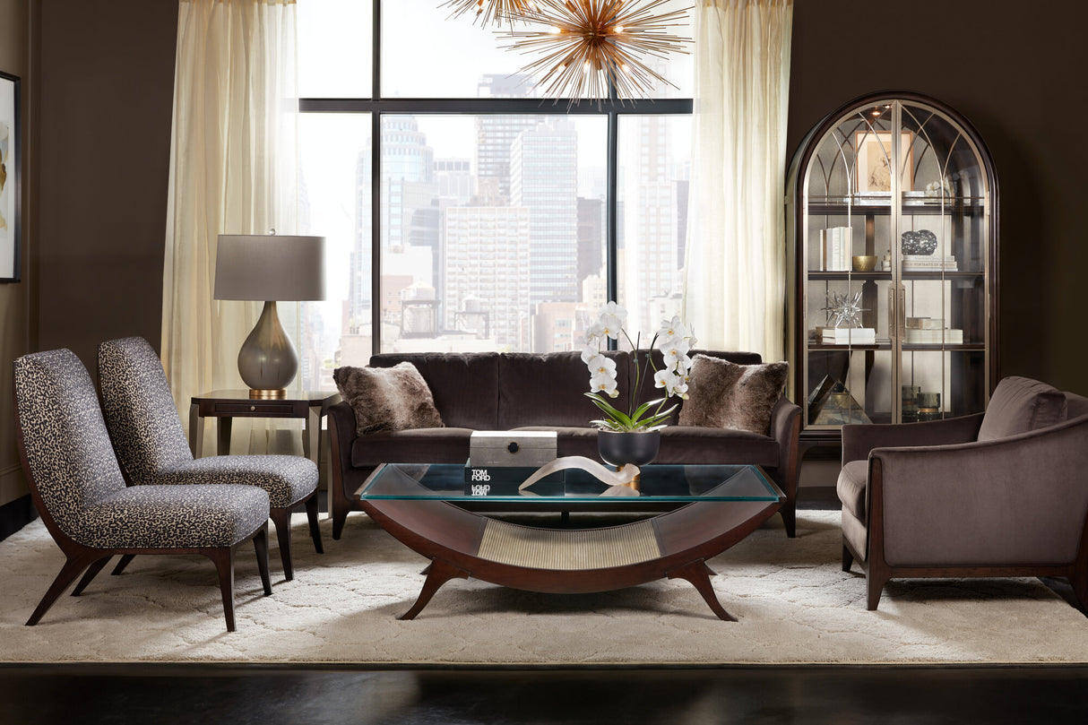 Sophia Sofa – Mid-Century Leather & Fabric Sofa in Caviar Finish | Hooker Furniture