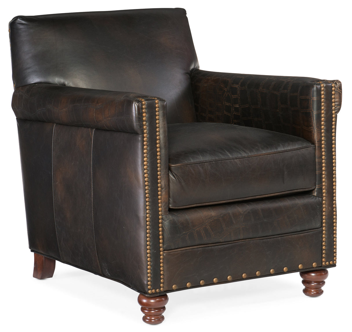 Potter Club Chair | Hooker Furniture | Old Saddle Fudge Leather | Traditional Style | SKU: CC719-01-089 - sold by Home Elegance USA