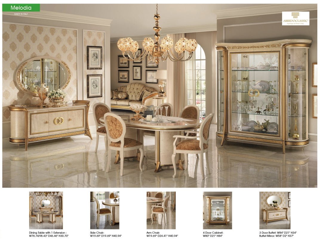 Arredoclassic Italy Melodia 5 Piece Round Dining Table Set W - 1Ext - Melodiardts - 5Set | ESF | Home Elegance USA