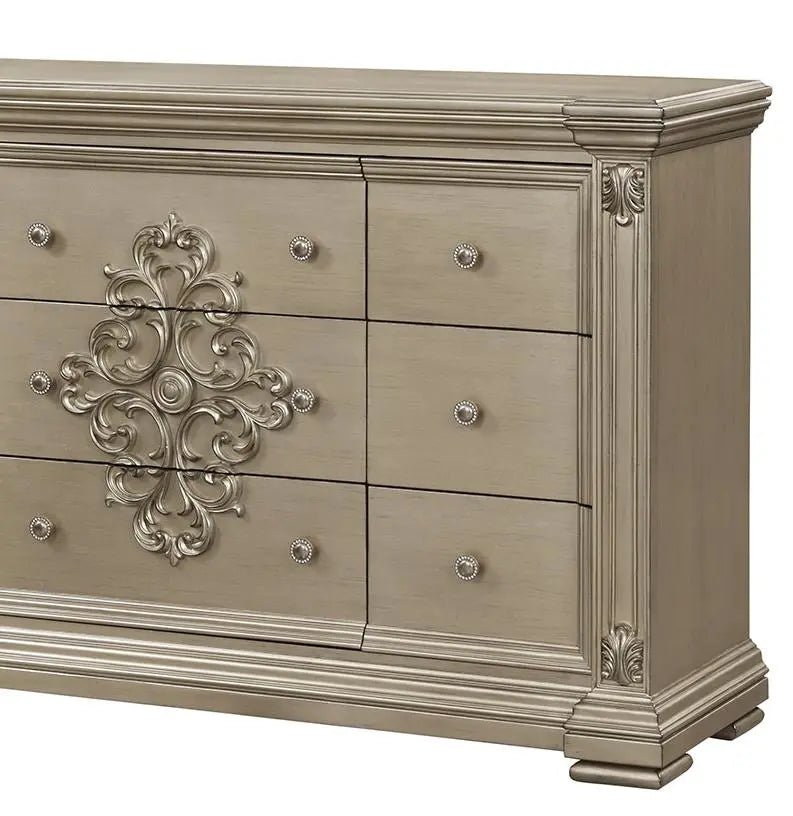 Alicia Transitional Style Dresser In Beige Finish Wood | Cosmos | Home Elegance USA