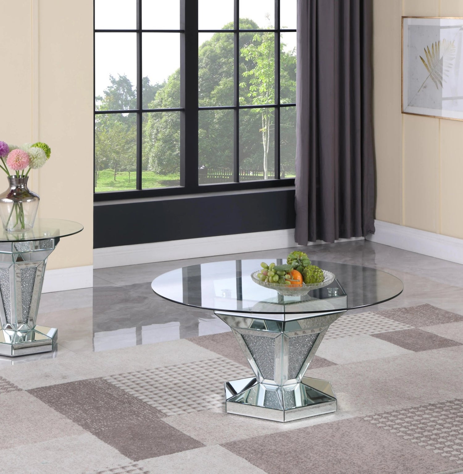 Diva Modern Style Glass Coffee Table With Silver Fiinish | Cosmos | Home Elegance USA