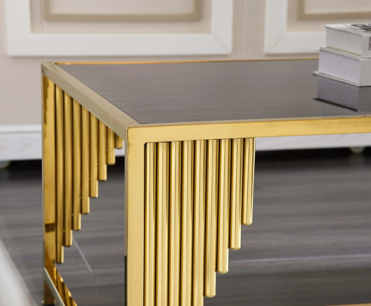 Belva Modern Style Marble Coffee Table With Metal Base | Cosmos | Home Elegance USA