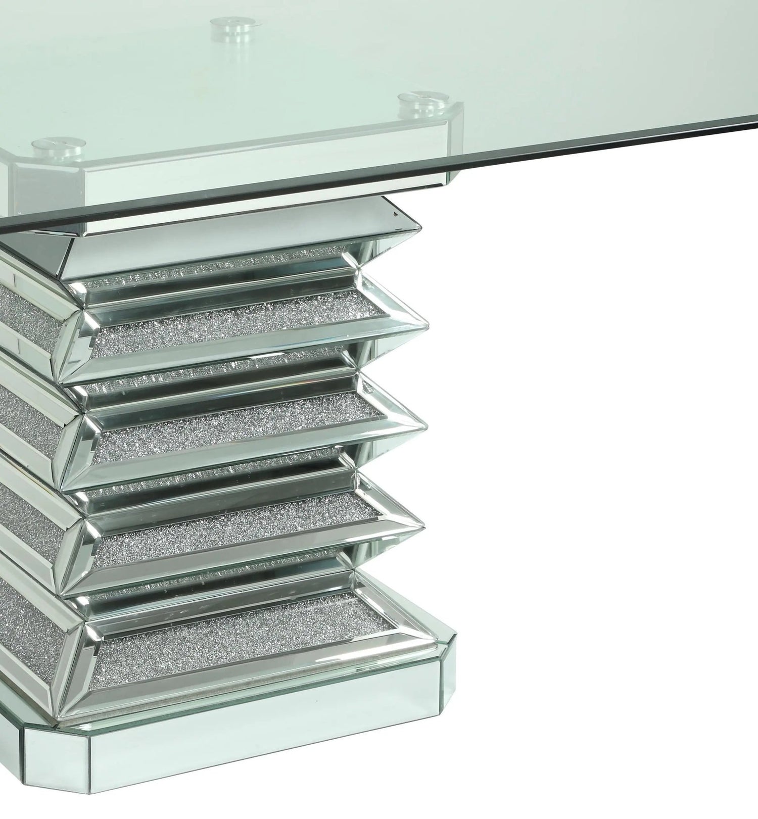 Ava Modern Style Dining Table In Silver And Glass | Cosmos | Home Elegance USA