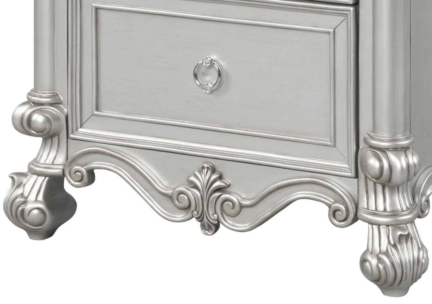 Adriana Transitional Style Nightstand In Silver Finish Wood | Cosmos | Home Elegance USA