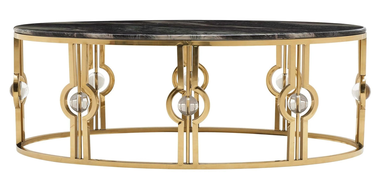 Anika Modern Style Marble Coffee Table With Metal Base | Cosmos | Home Elegance USA