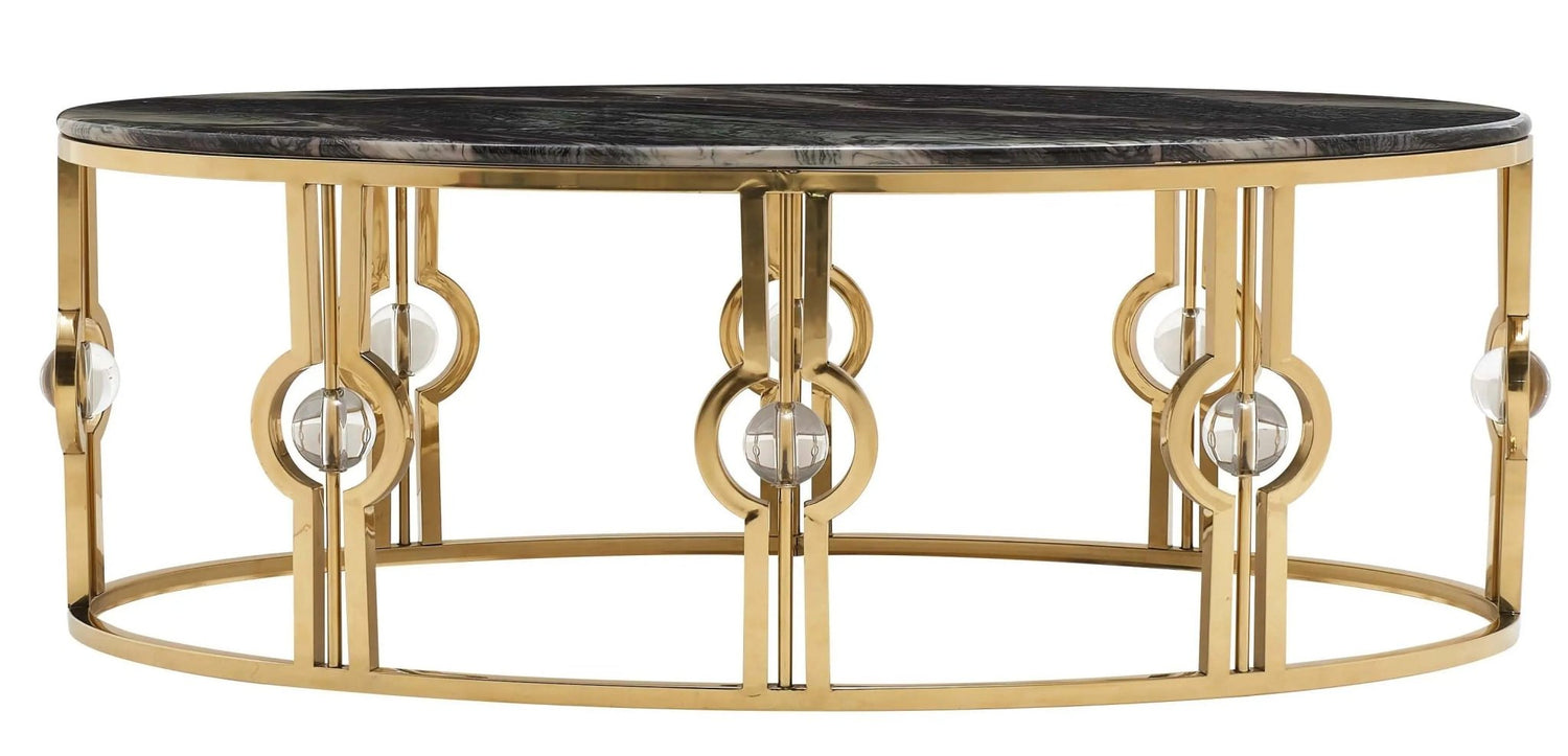 Anika Modern Style Marble Coffee Table With Metal Base | Cosmos | Home Elegance USA