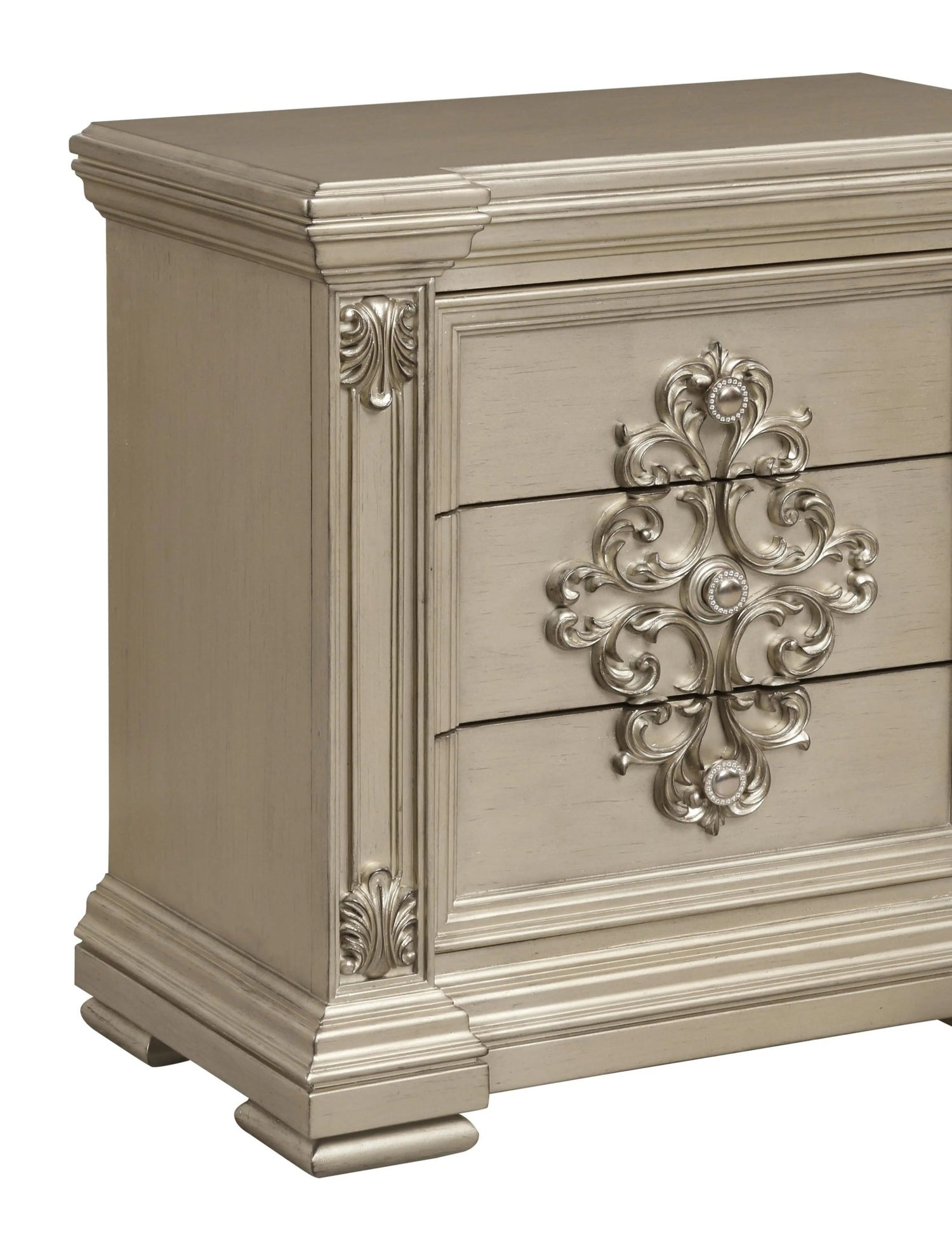 Alicia Transitional Style Nightstand In Beige Finish Wood | Cosmos | Home Elegance USA