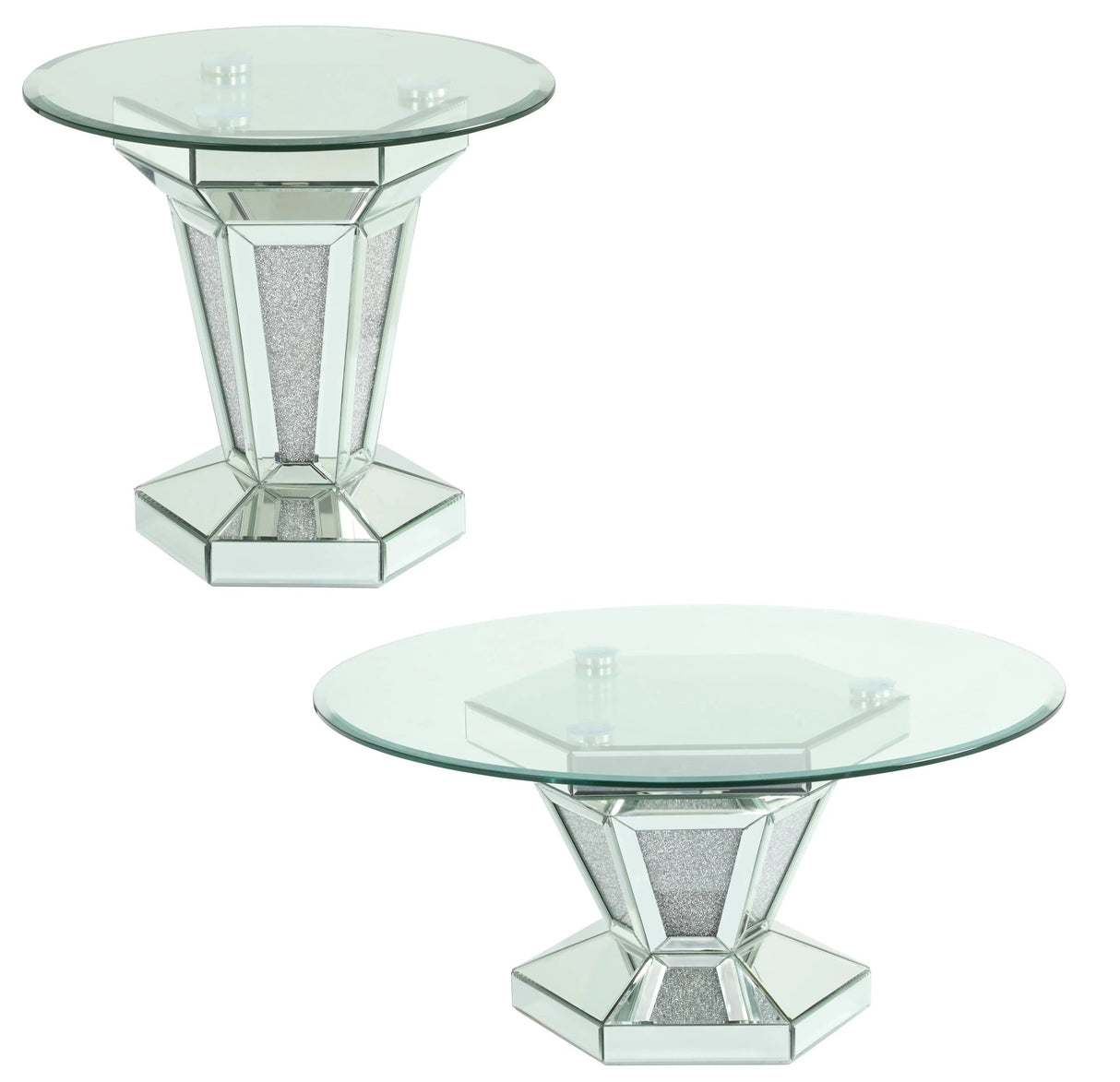Diva Modern Style Glass Coffee Table With Silver Fiinish | Cosmos | Home Elegance USA