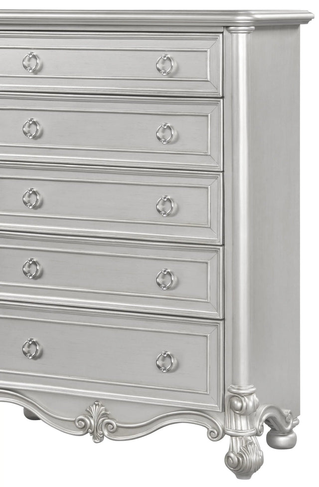 Adriana Transitional Style Chest In Silver Finish Wood | Cosmos | Home Elegance USA