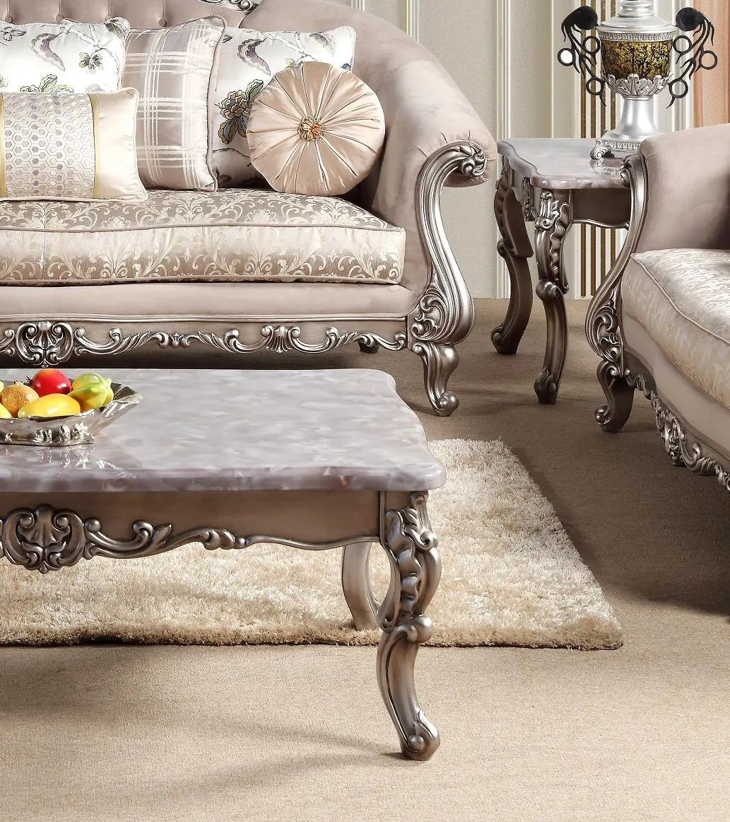 Cristina Traditional Style End Table In Silver Finish Wood | Cosmos | Home Elegance USA