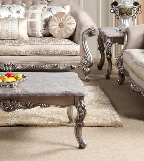 Cristina Traditional Style End Table In Silver Finish Wood | Cosmos | Home Elegance USA
