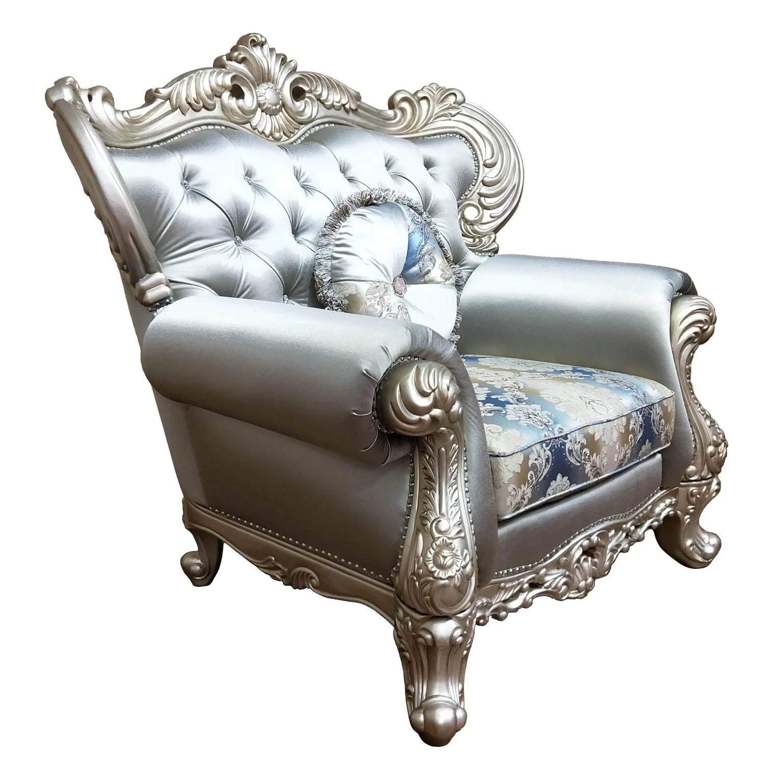 Ariel Transitional Style Chair In Silver Finish Wood | Cosmos | Home Elegance USA