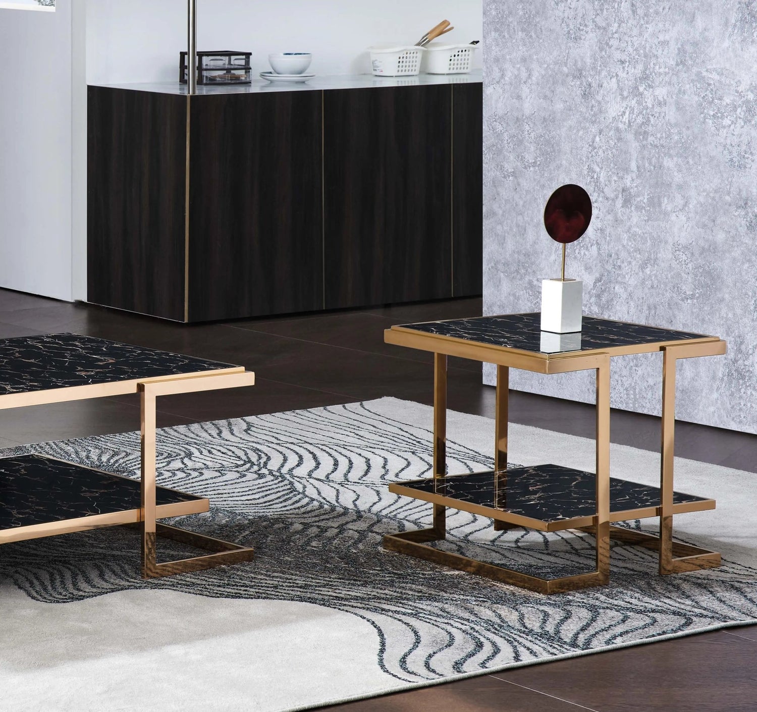 Dayna Modern Style Marble End Table With Metal Base | Cosmos | Home Elegance USA