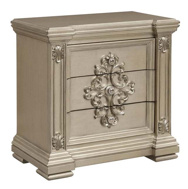 Alicia Transitional Style Nightstand In Beige Finish Wood | Cosmos | Home Elegance USA