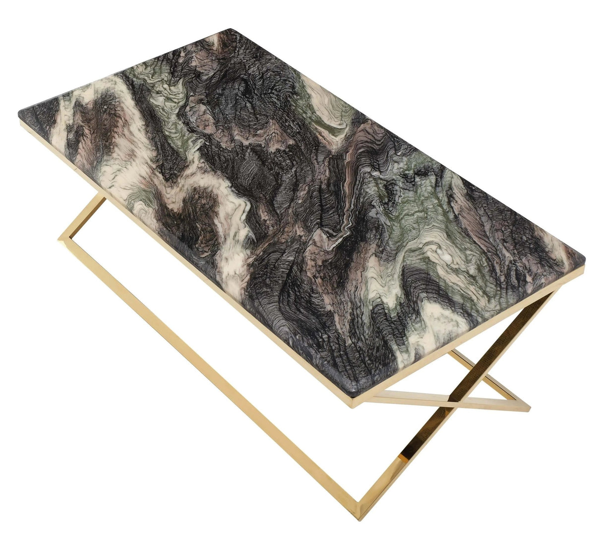 Ara Modern Style Marble Coffee Table With Metal Base | Cosmos | Home Elegance USA