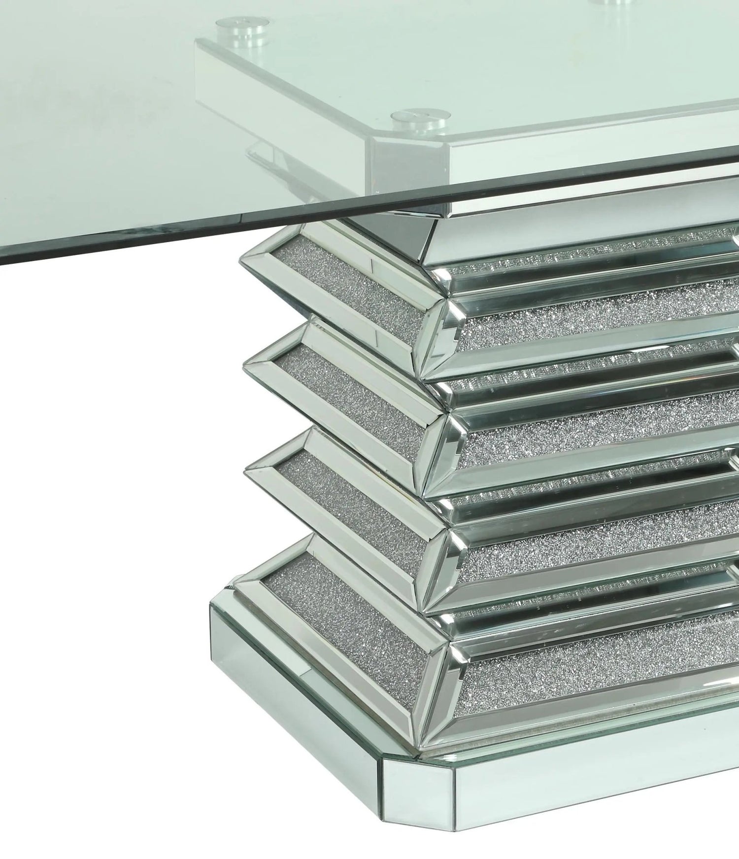 Ava Modern Style Dining Table In Silver And Glass | Cosmos | Home Elegance USA