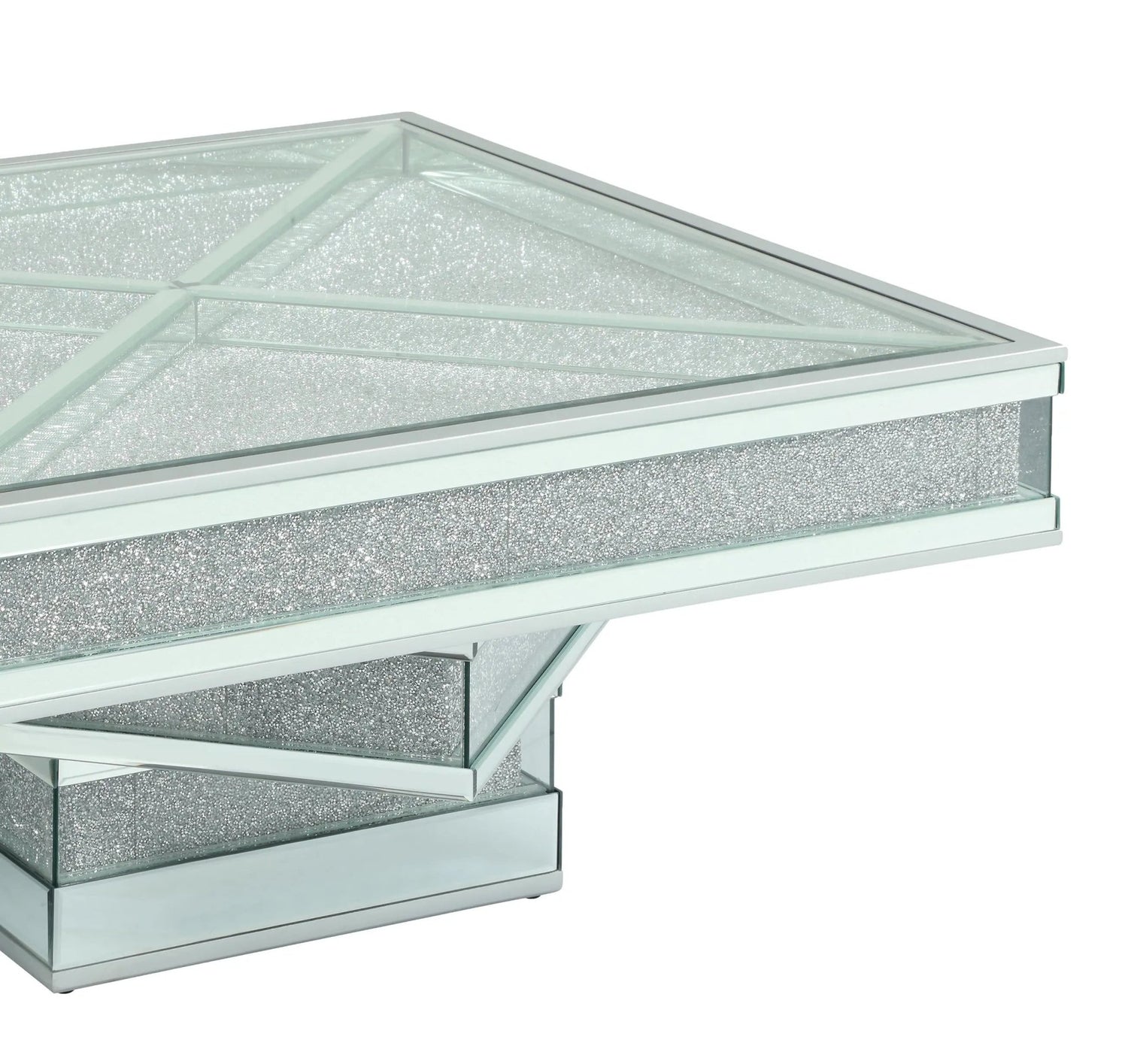 Ava Modern Style Glass Coffee Table With Silver Fiinish | Cosmos | Home Elegance USA