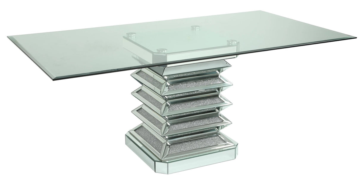 Ava Modern Style Dining Table In Silver And Glass | Cosmos | Home Elegance USA