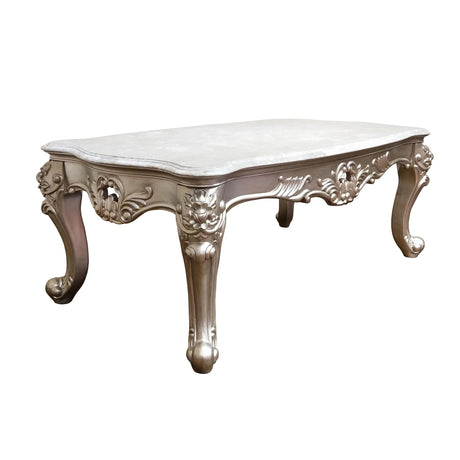 Ariel Transitional Style Coffee Table In Silver Finish Wood | Cosmos | Home Elegance USA