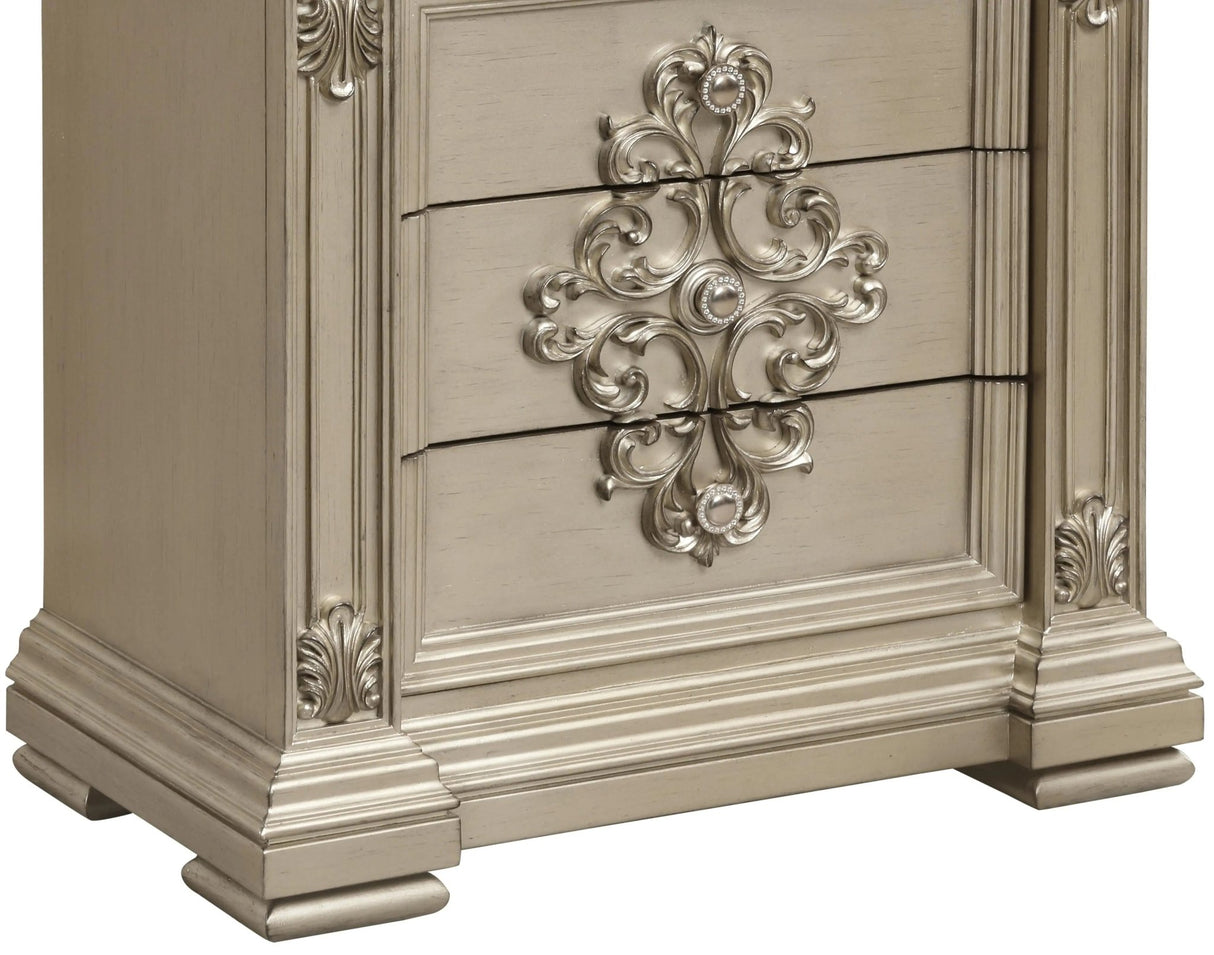 Alicia Transitional Style Nightstand In Beige Finish Wood | Cosmos | Home Elegance USA