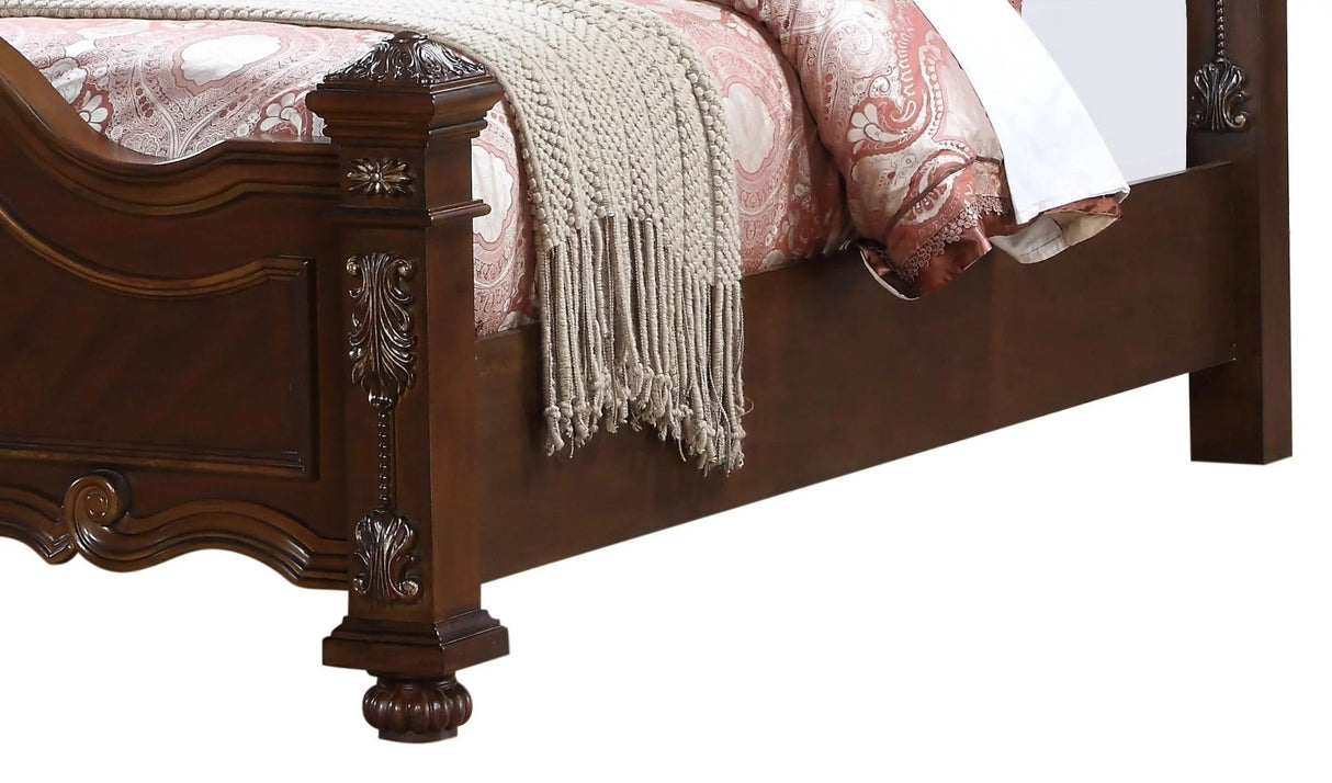 Destiny Traditional Style Queen Bed In Cherry Finish Wood | Cosmos | Home Elegance USA