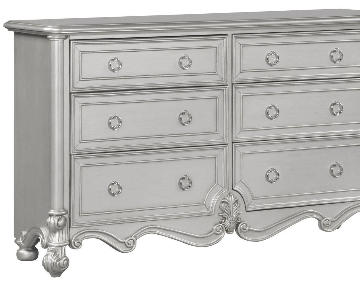 Adriana Transitional Style Dresser In Silver Finish Wood | Cosmos | Home Elegance USA