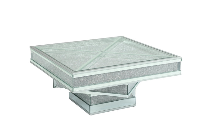 Ava Modern Style Glass Coffee Table With Silver Fiinish | Cosmos | Home Elegance USA