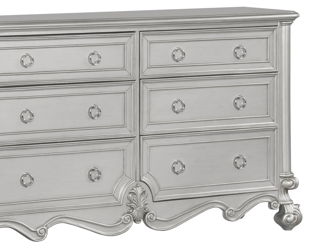 Adriana Transitional Style Dresser In Silver Finish Wood | Cosmos | Home Elegance USA