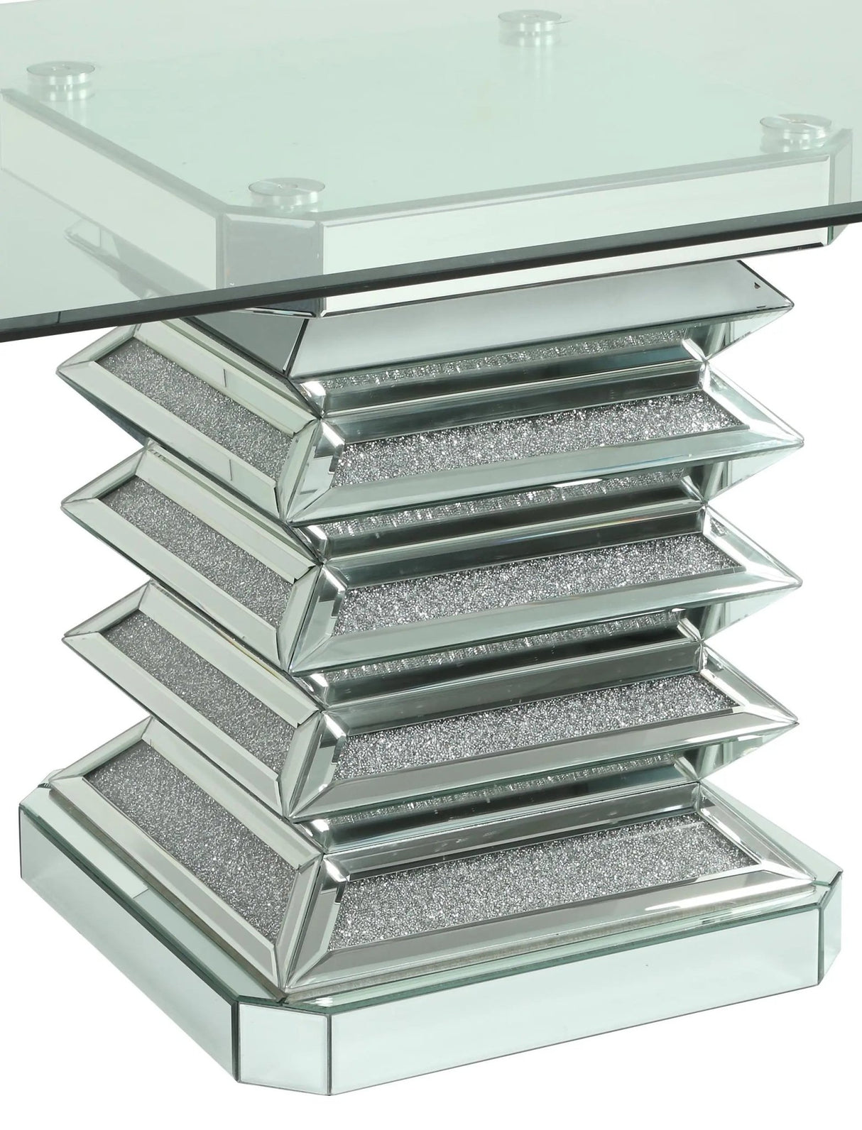 Ava Modern Style Dining Table In Silver And Glass | Cosmos | Home Elegance USA