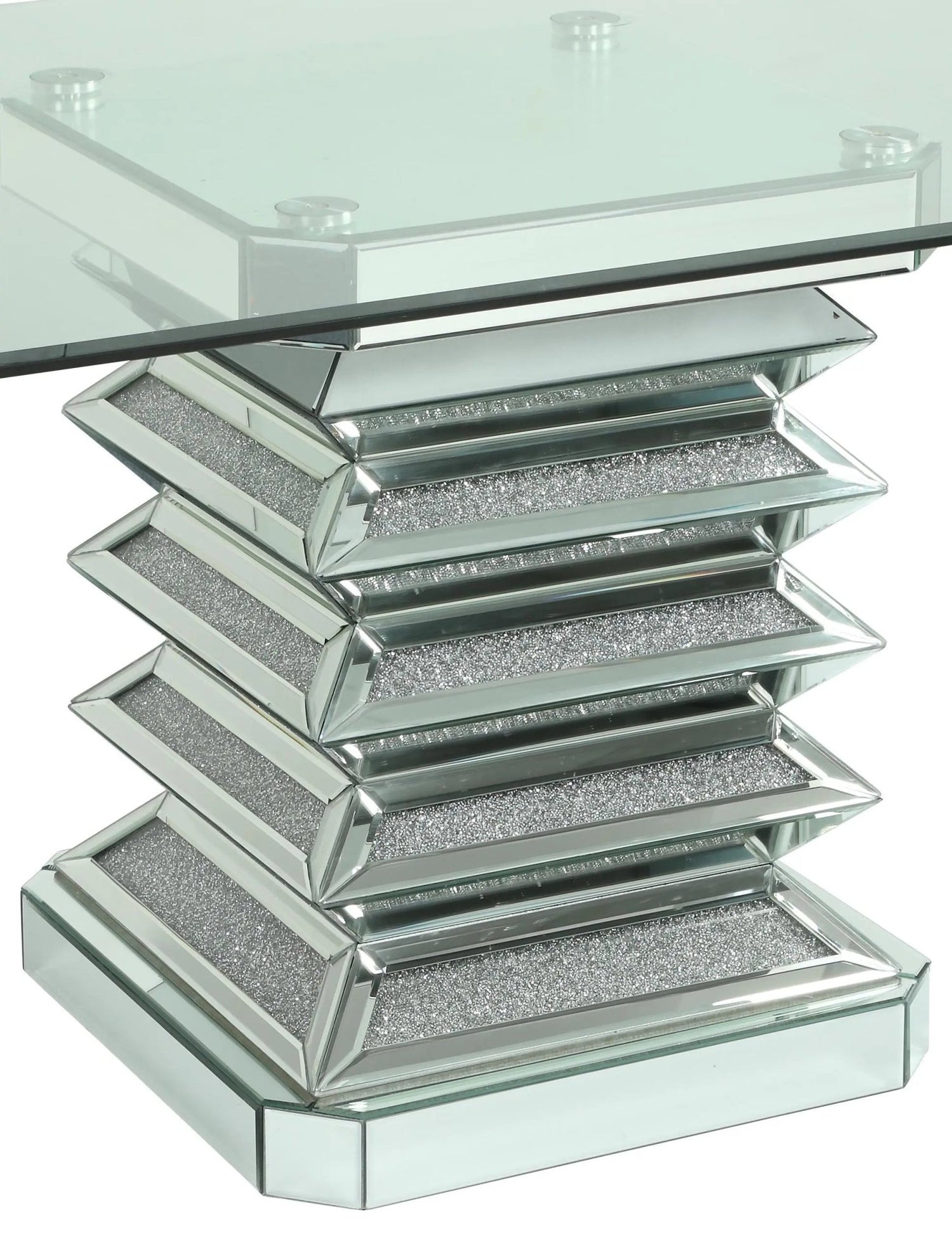 Ava Modern Style Dining Table In Silver And Glass | Cosmos | Home Elegance USA