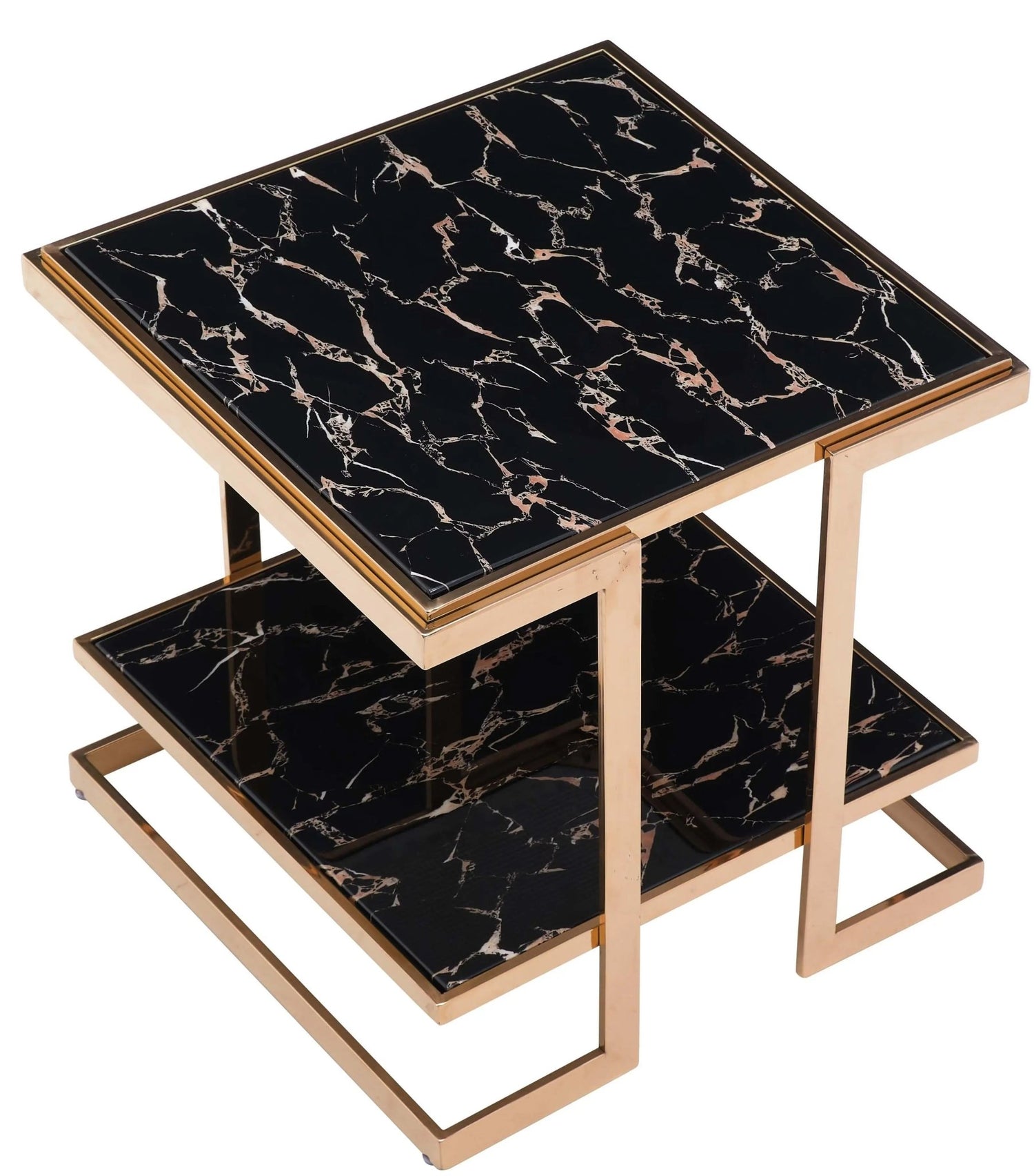Dayna Modern Style Marble End Table With Metal Base | Cosmos | Home Elegance USA