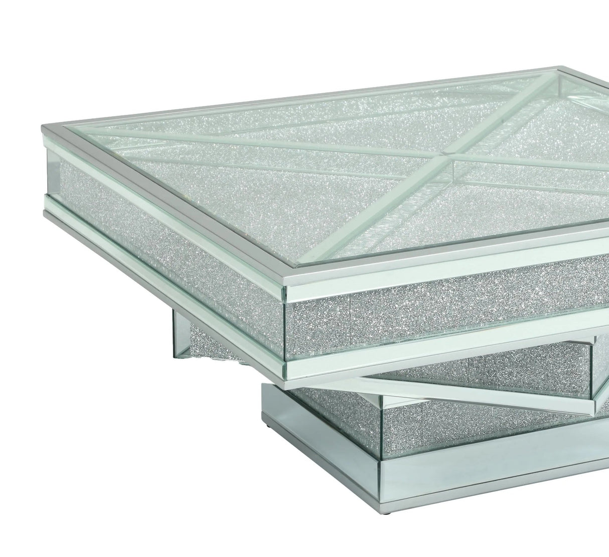Ava Modern Style Glass Coffee Table With Silver Fiinish | Cosmos | Home Elegance USA