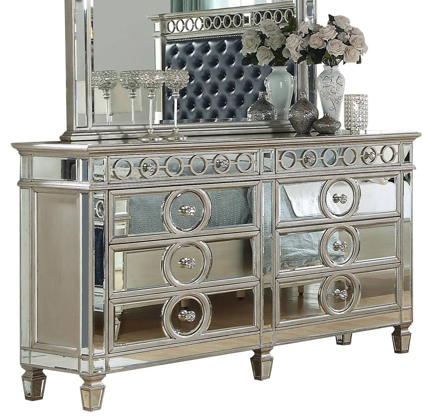 Brooklyn Contemporary Style Dresser In Silver Finish Wood | Cosmos | Home Elegance USA