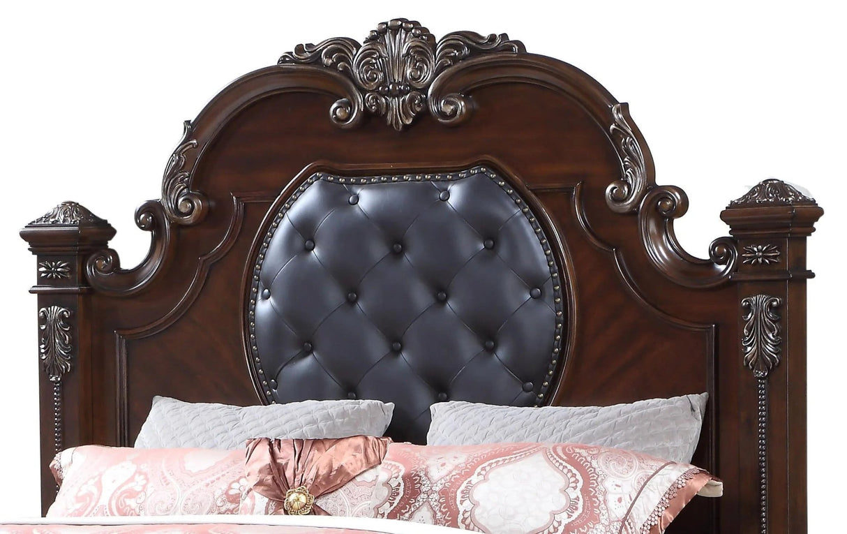 Destiny Traditional Style Queen Bed In Cherry Finish Wood | Cosmos | Home Elegance USA