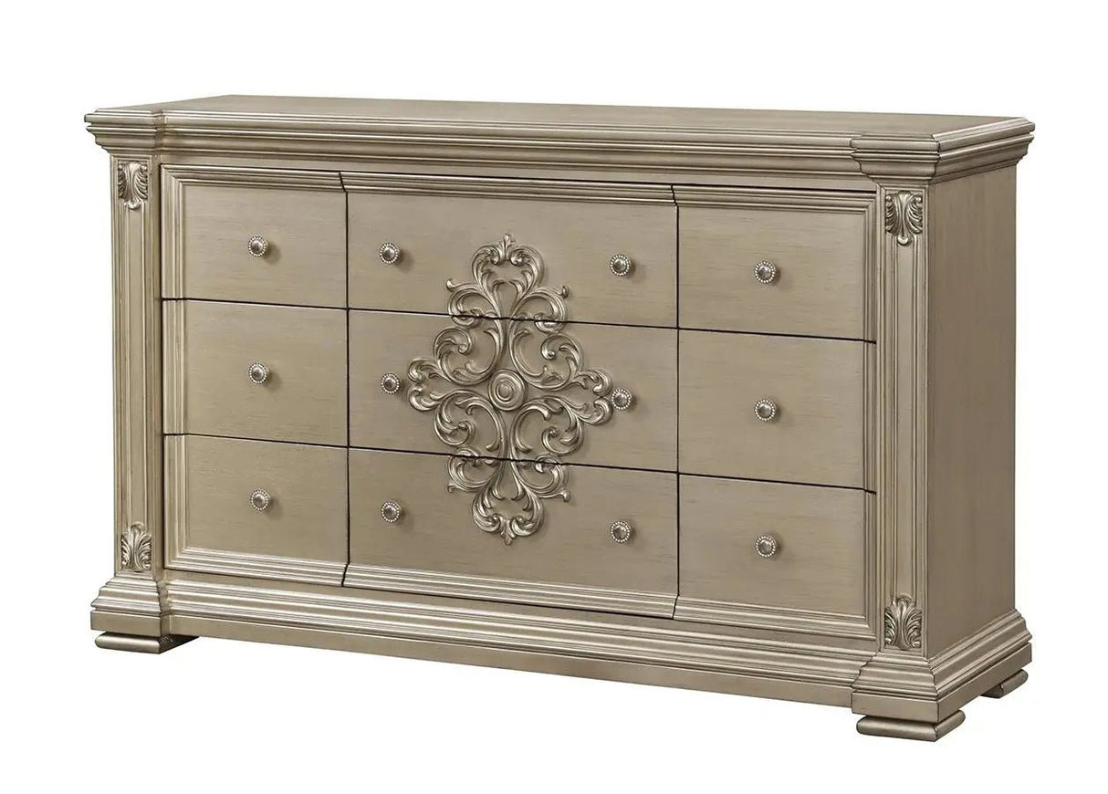 Alicia Transitional Style Dresser In Beige Finish Wood | Cosmos | Home Elegance USA