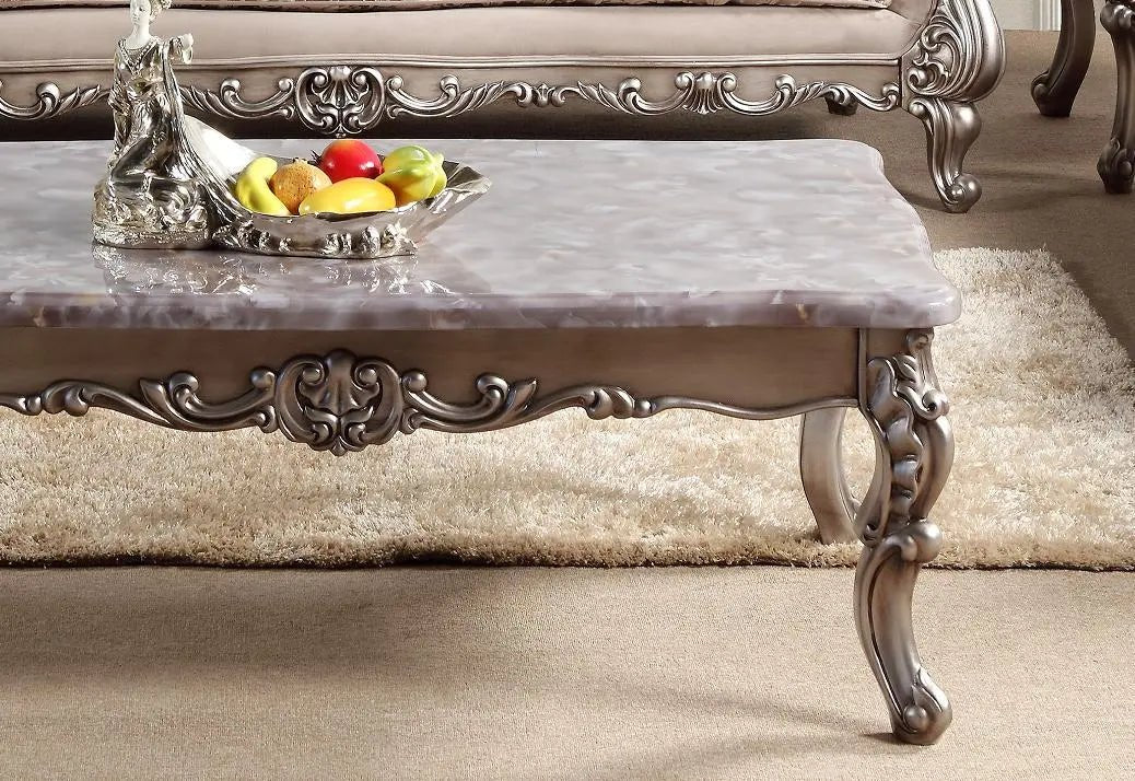 Cristina Traditional Style Coffee Table In Silver Finish Wood | Cosmos | Home Elegance USA