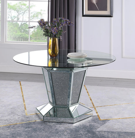 Diva Modern Style Dining Table In Silver And Glass | Cosmos | Home Elegance USA