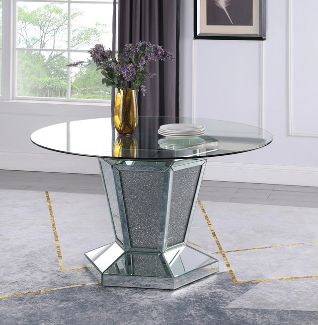 Diva Modern Style Dining Table In Silver And Glass | Cosmos | Home Elegance USA