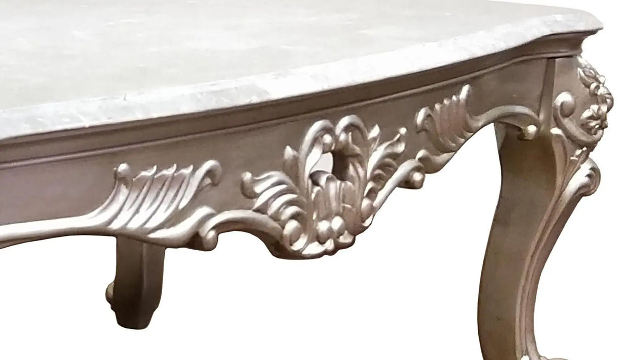 Ariel Transitional Style Coffee Table In Silver Finish Wood | Cosmos | Home Elegance USA