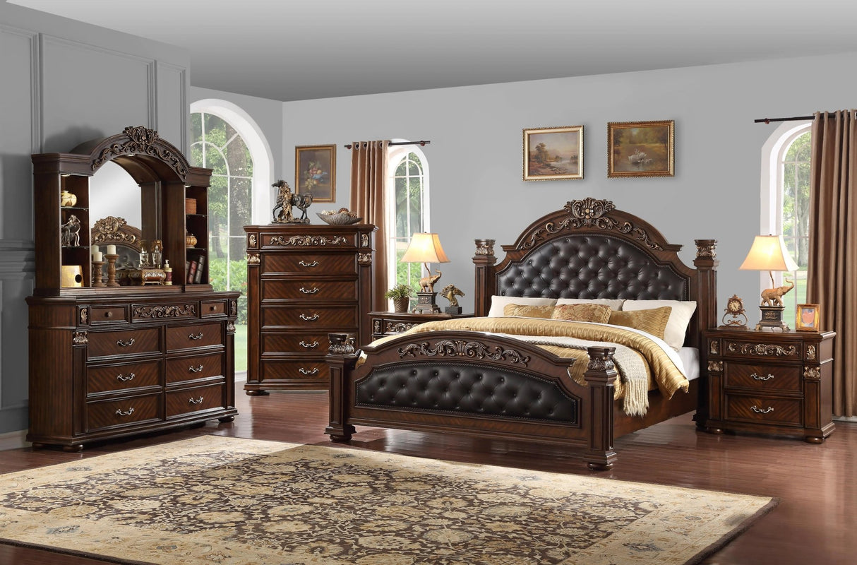 Aspen Traditional Style King Bed In Cherry Finish Wood | Cosmos | Home Elegance USA